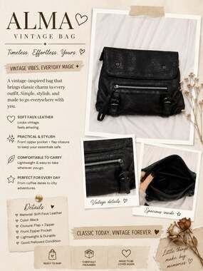 Sorpresa Vintage Style Black Faux Leather bag